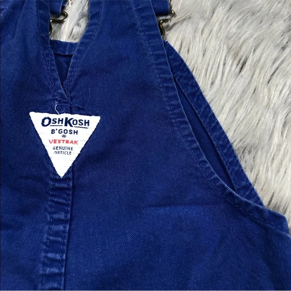Vintage Made Usa Oshkosh Bgosh Blue Tug Boat Applique Short Overalls